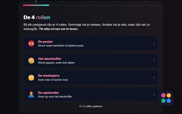 Schermafbeelding uit de les: Cyberpesten