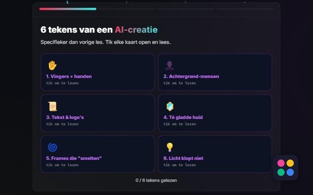 Schermafbeelding uit de les: Spot de AI in feed